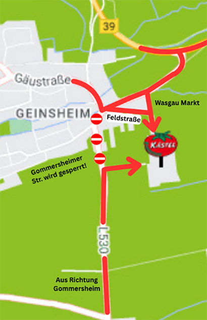 Karte fuer Zufahrt zu Kaestel